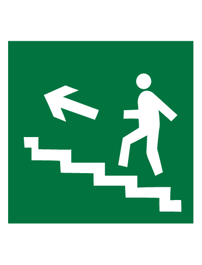 Знак эвакуационный E15 Направление к эвакуационному выходу по лестнице вверх (правосторонний) (Пленка 200 х 200)