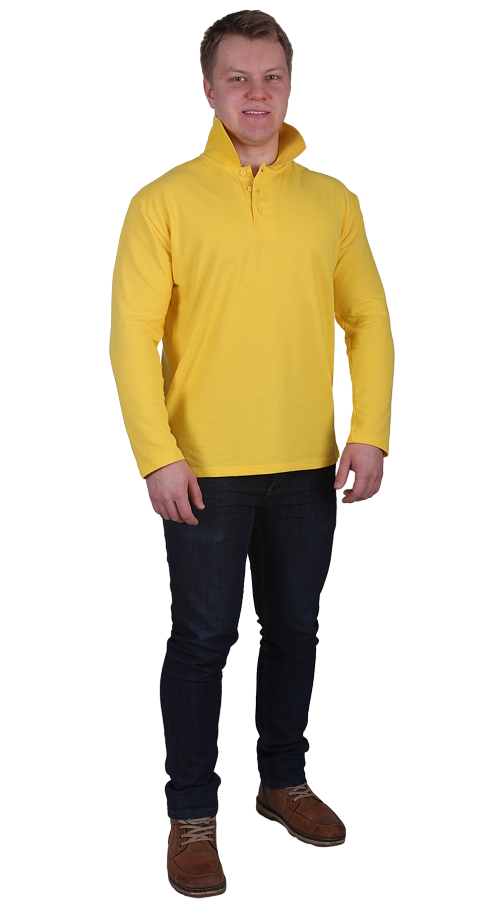 Рубашка-поло с длинным рукавом желтая