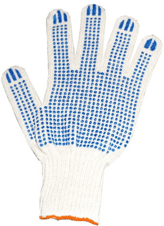 Перчатки защитные Эконом, 7,5 кл  3-нитка (точка, протектор, волна)