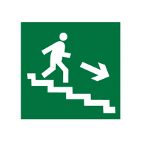 Знак эвакуационный E13 Направление к эвакуационному выходу по лестнице вниз (правосторонний) (Пленка 200 х 200)