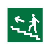 Знак эвакуационный E15 Направление к эвакуационному выходу по лестнице вверх (правосторонний) (Пленка 200 х 200)