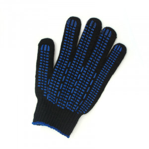 Перчатки защитные Эконом, 10 кл черные  обл. нитка(точка, волна, протектор)