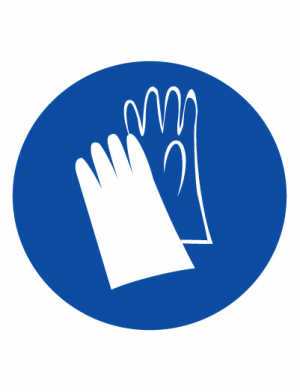 Знак предписывающий M06 Работать в защитных перчатках (Пластик 200 х 200)