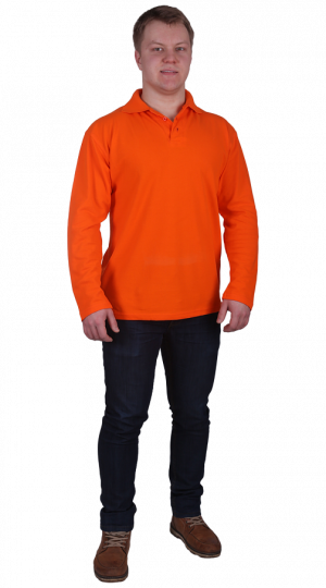 Рубашка-поло с длинным рукавом оранжевая
