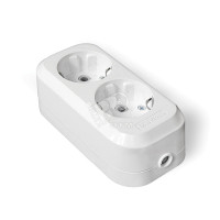 Колодка 2 гнезда с заземлением ABS-пластик (UNIVersal) E302