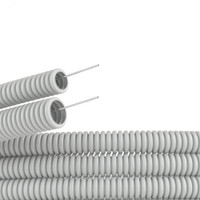 Труба гофрированная ПВХ 16 мм с протяжкой легкая серая (25м) (DKC) 9191625