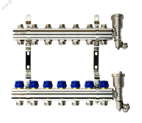 Коллекторная группа FHF-7R set 7 контуров 1'x3/4' c воздухоотводчиками и кронштейнами (Ridan) 088U0707R