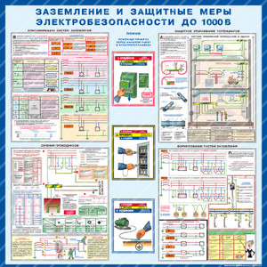 Стенд Заземление и защитные меры электробезопасности (1000х1000х3мм, пластик)