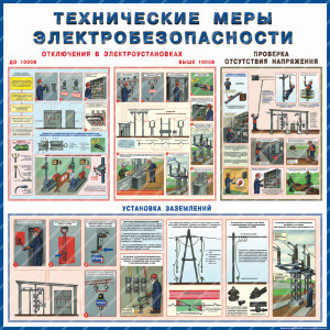 Стенд Технические меры электробезопасности (1000х1000х3мм, пластик)