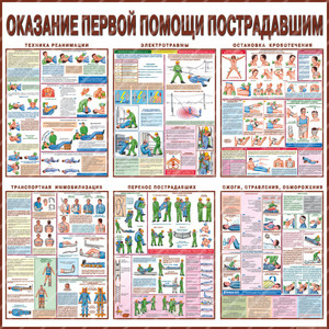 Стенд Первая помощь пострадавшим (1000х1000х3мм, пластик)