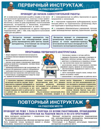 Плакат Первичный инструктаж на рабочем месте (1 лист, формат А2+, 465х610 мм, ламинация)