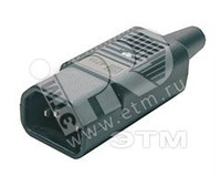 Разъем IEC 60320 C14 на кабель 220В 10А плоские штыревые контакты в пластиковом обрамлении прямой (Hyperline) 47998