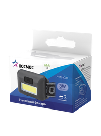 Фонарь налобный светодиодный , COB 3вт, 3*AAA (Космос) KOC-H101-COB