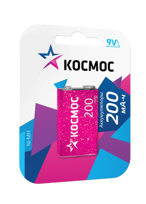 Аккумулятор 200мАч 6F22 NiMh 1Bl (Космос) KOCNI-MH6F22(200mAh)