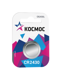 Батарейка  CR2430 3V Lithium 1BL (Космос)