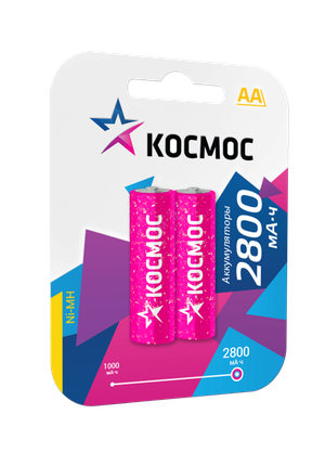 Аккумулятор R6 (AA) Ni-Mh 2800MAh (Космос)