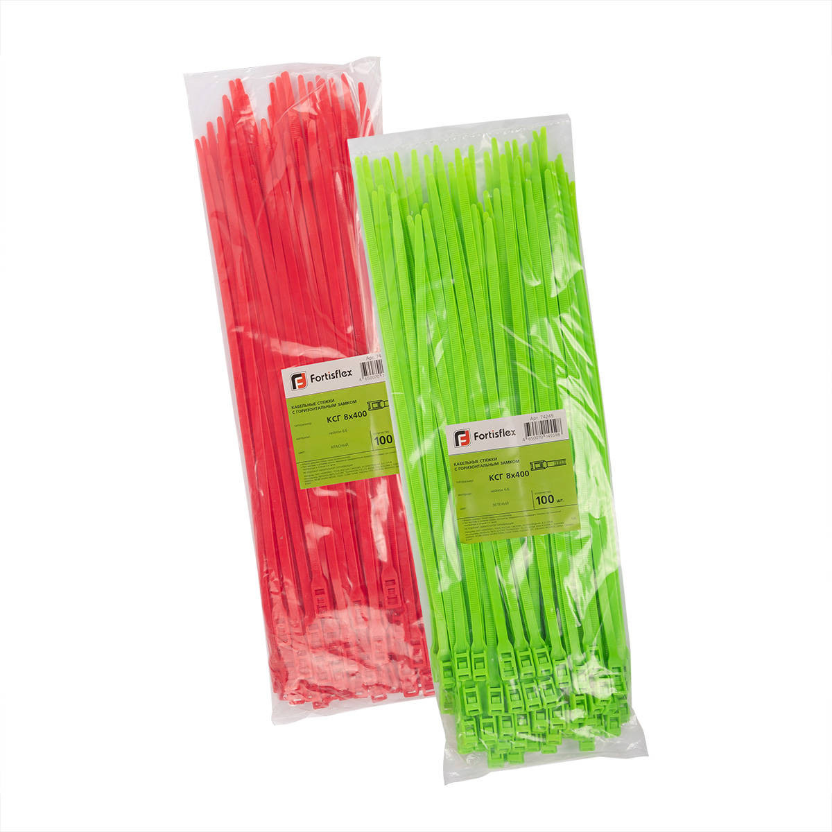 Стяжка нейлоновая КСГ 8х400 (зел) (100шт) (Fortisflex) 74249