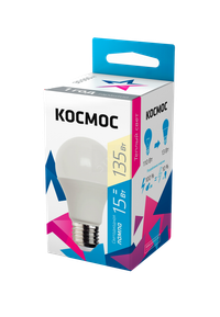 Лампа светодиодная LED 15Вт 220В Е27 D60х108 3000 теплый A60 (Космос) LkecLED15wA60E2730