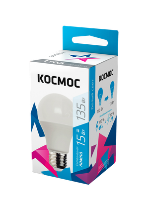 Лампа светодиодная LED 15Вт 220В Е27 D60х108 4500 белый A60 (Космос) LkecLED15wA60E2745