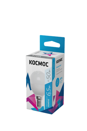 Лампа светодиодная LED 6.5Вт Шар 220В Е14 D45х82 4500К белый 520 лм (Космос)