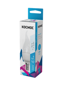 Светодиодная лампа LED 8.5Вт 220В Е14 D37х125 4500К холодный 720 лм (Космос) LkecLED8.5wCWE1445