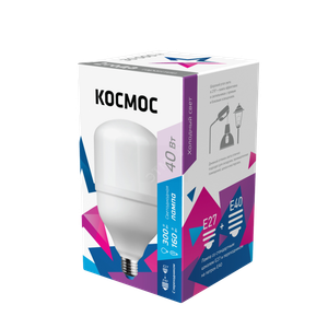 Лампа светодиодная LED 40Вт 220В Е27 D100х168 6500К дневной 3800 лм (Космос) LksmHWLED40WE2765