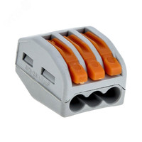 Строительно-монтажная клемма СМК 222-413 с рычагом3 отверстия 0,08-2,5мм2 (2шт.) PROxima (EKF) plc-smk-413r