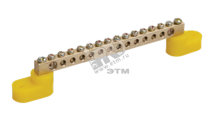 Шина PE земля на двух угловых изоляторах ШНИ-6х9-6-У2-Ж (IEK) YNN10-69-6C2-K05