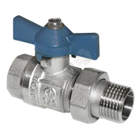 Кран шаровой со сгоном ВН 1/2 U бабочка никелированный (AQUALINK) 01167