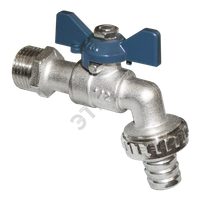 Кран водоразборный со штуцером 3/4' НР бабочка никелированный (AQUALINK) 01490