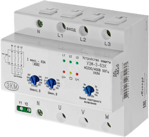 Устройство защиты многофункциональное УЗМ-3-63К AC230В/AC400В УХЛ4 (Меандр) УЗМ-3-63К AC230В/AC400B УХЛ4