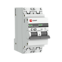 Выключатель автоматический двухполюсный 1А D ВА47-63 4.5кА PROxima (EKF) mcb4763-2-01D-pro