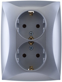 ДУЭТ Розетка двойная с заземлением серебро (Schneider Electric) WDE000324